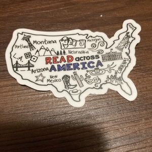 5 Count "Read Across America" USA Map Stickers-New